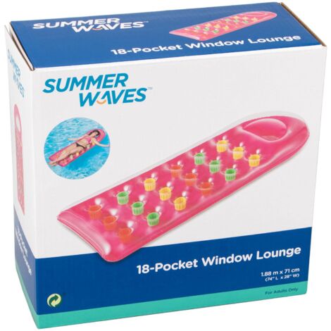 Summer Waves Luftmatratze 18-Pocket Lounge mit Sichtfenster - Rosa