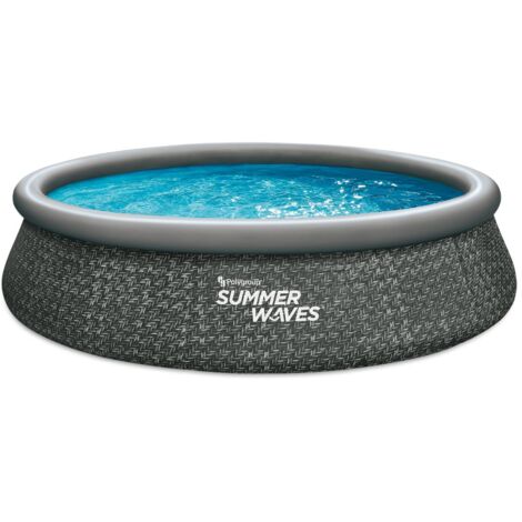 Summer Waves Pool Set Dark Herringbone 3,96m x 84cm 7147 Liter Quick Up Pool