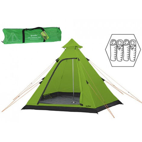 Summit Hydrahalt - 4 Person Green Tipi Camping Outdoors Tent Includes Pegs