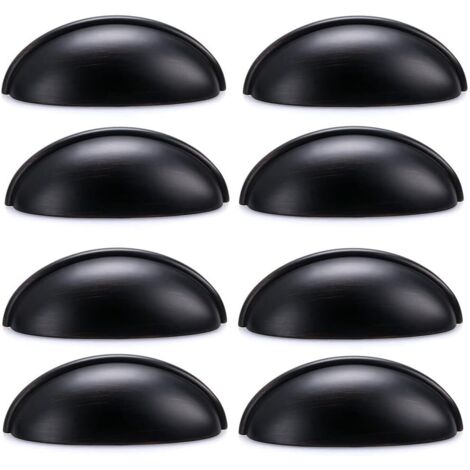 Sumnacon 8pcs Shell Knob Handle, Rubbed Bronze, Covers Screws, Decorate Drawer, Dresser, Cupboard, Furniture etc. (Black+Brown)