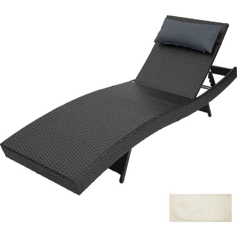 Sun Lounger Anschelika Rattan Reclining Garden Lounge Sun Lounger Anschelika Rattan Reclining Garden Lounge Chair Black 402906