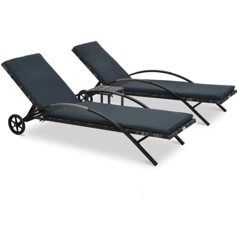 Sun Lounger  Anthracite and Grey  PE Rattan and Powder-Coated Steel vidaXL