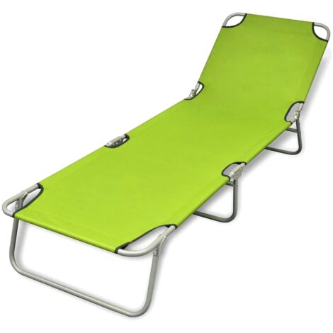 Sun Lounger Apple Green Polyester One Size Foldable Sun Lounger vidaXL