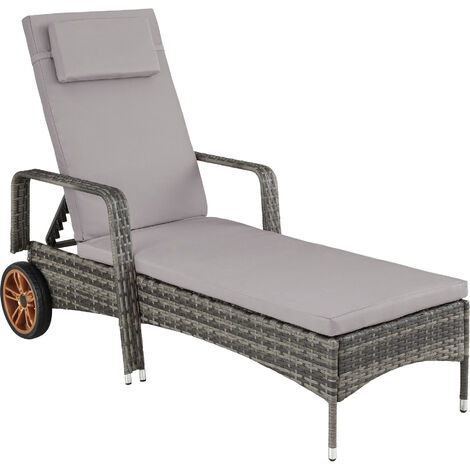 Sun lounger Biarritz rattan aluminium - reclining sun lounger, garden lounge chair, sun chair