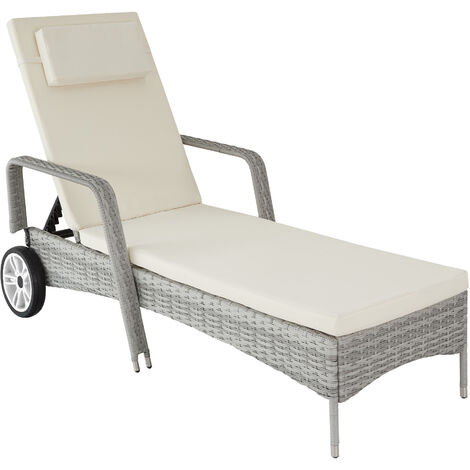 main image of "Sun lounger Biarritz rattan aluminium - reclining sun lounger, garden lounge chair, sun chair"