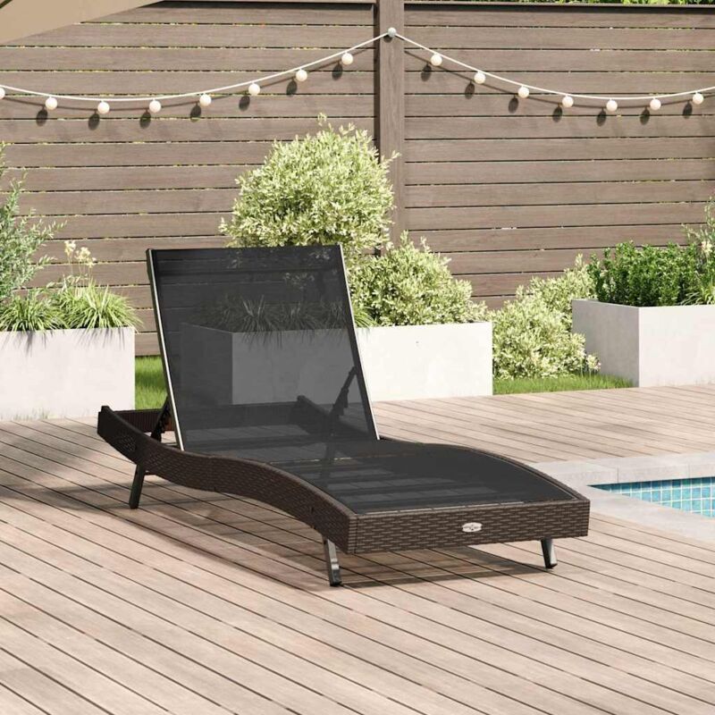 Vidaxl - Sunlounger Reclining 70 X 197 X 82 Cm Poly Rattan, Metal