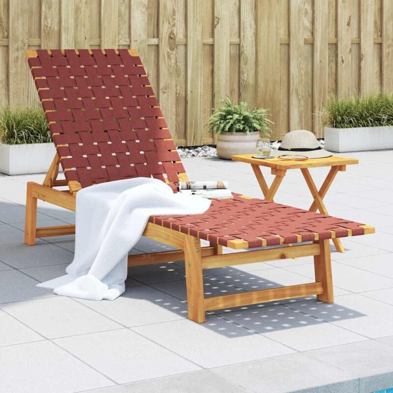 Vidaxl - Sun Lounger Red Solid Wood Acacia And Fabric