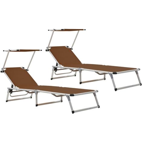 Sun Lounger  Brown  Aluminium  Standard  Adjustable Armrests vidaXL