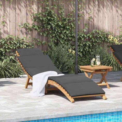 Sun Lounger Dark grey 188 x 55 x 59 cm Solid teak wood vidaXL