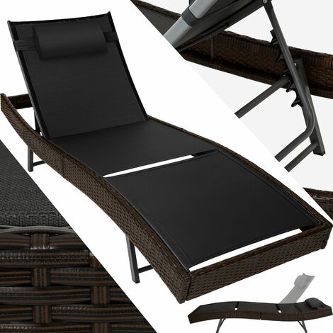 main image of "Sun lounger Delphine rattan - reclining sun lounger, garden lounge chair, sun chair"