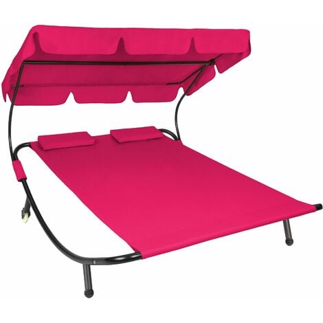 Sun lounger double - double sun lounger, garden sunbed, sun lounge bed - magenta