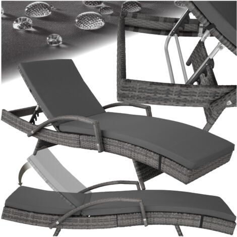 Sun Lounger Oceane - with aluminum frame, 5-step adjustable backrest, UV-resistant - reclining sun lounger, garden lounge chair, sun chair - grey
