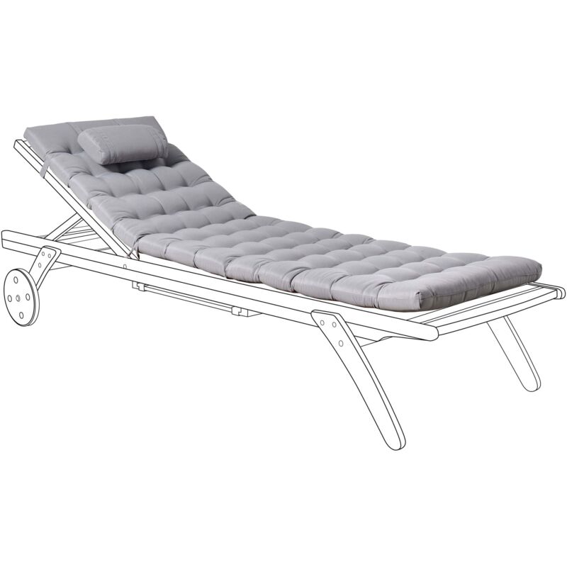 Beliani - Sun Lounger Pad Cushion With Headrest For Sunbed Uv Resistant Light Grey Cesana