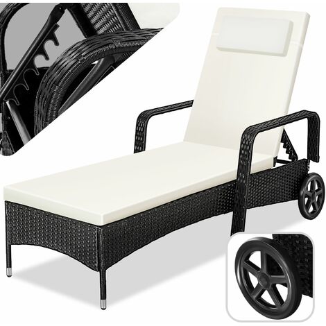 main image of "Sun lounger rattan - reclining sun lounger, garden lounge chair, sun chair"
