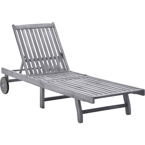 Sun Lounger Solid Acacia Wood vidaXL