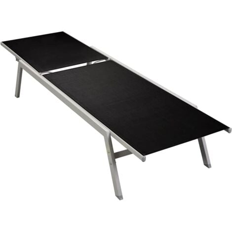 Sun Lounger Steel and Textilene Black vidaXL