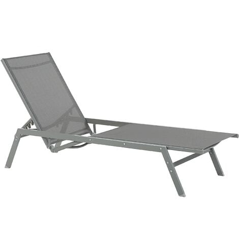 Sun Lounger Steel Frame Adjustable Backrest Textile Seat Grey Vernazza - Grey