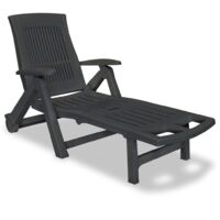 Sun Lounger with Footrest Plastic Anthracite