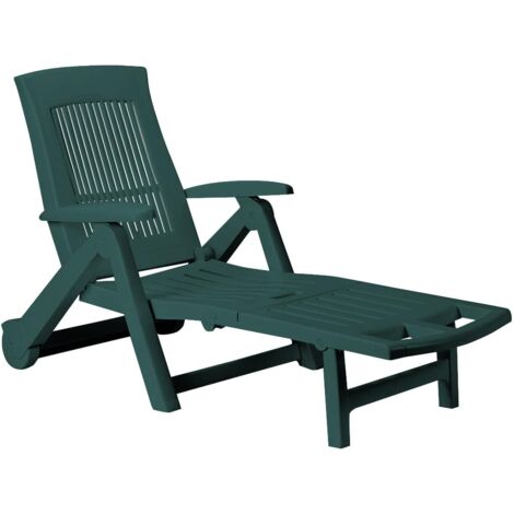 Sun Lounger Zircone Plastic Castors Adjustable Back Foldable Garden Patio Sun Bed Recliner