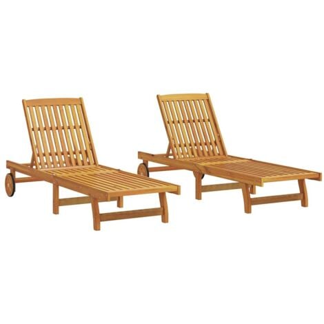 Sun Loungers 2 pcs Solid Wood Acacia vidaXL