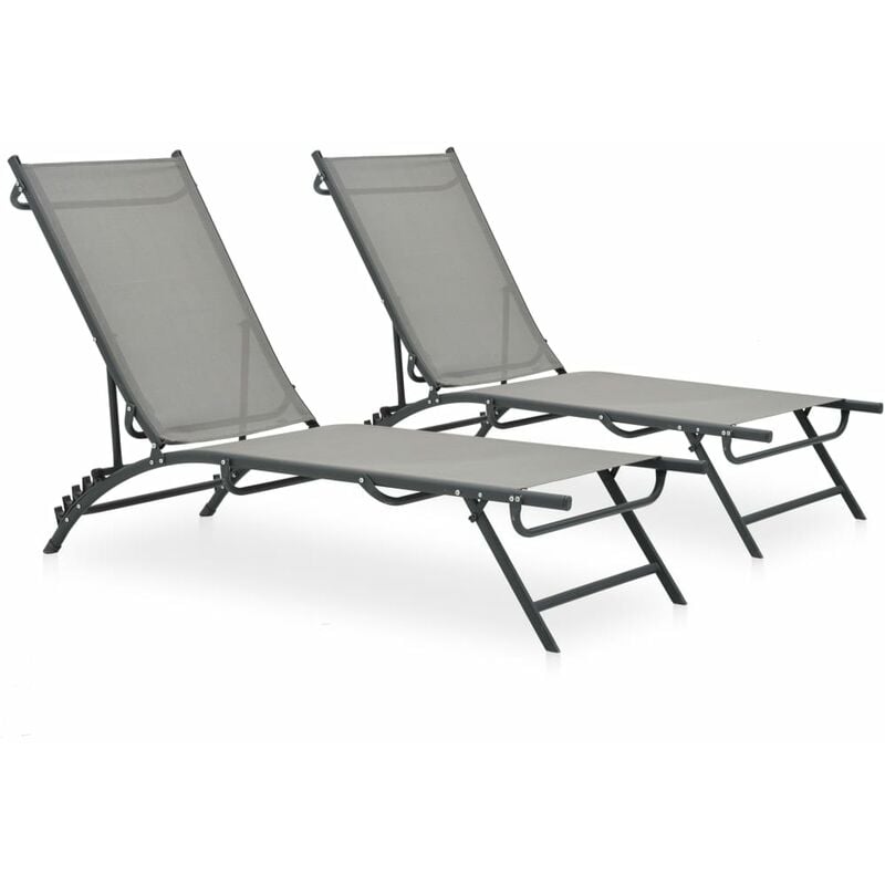 Sun Loungers 2 pcs Textilene and Steel Vidaxl