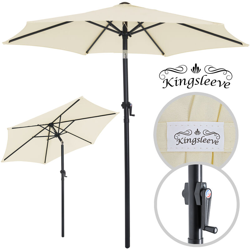 Kingsleeve - Garden Patio Sun Parasol Aluminium Crank Sun Umbrella Blue Beige 2 m Sun Shade Beige