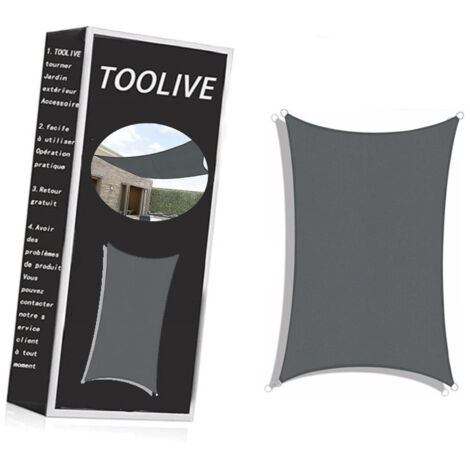 Sun Shade Sail 3m x 5m Rectangle Shade Sails Waterproof Outdoor Garden Patio Party Sunscreen Awning Canopy 98% UV Block With Free Rope, Dark Grey