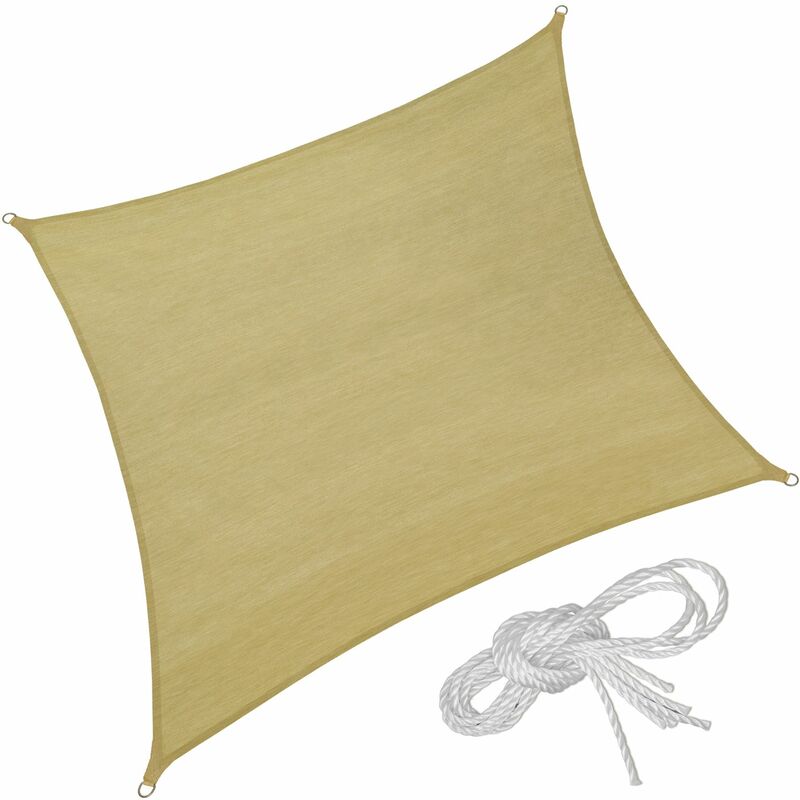 Sun shade sail square, beige - garden sun shade, garden sail shade, sun canopy - 360 x 360 cm - beige