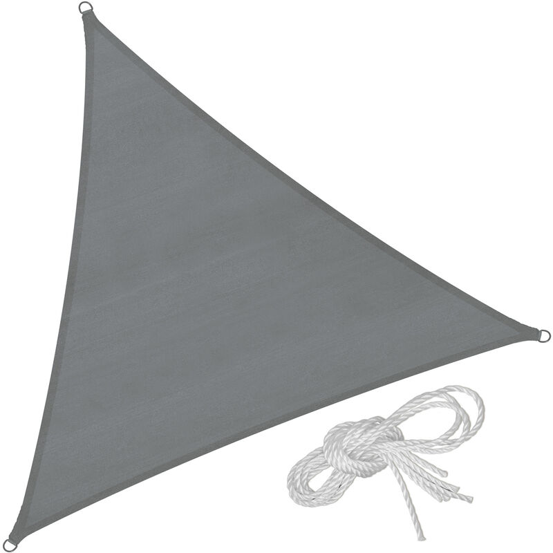 Sun shade sail triangular, grey - garden sun shade, garden sail shade, sun canopy - 600 x 600 x 600 cm - grey
