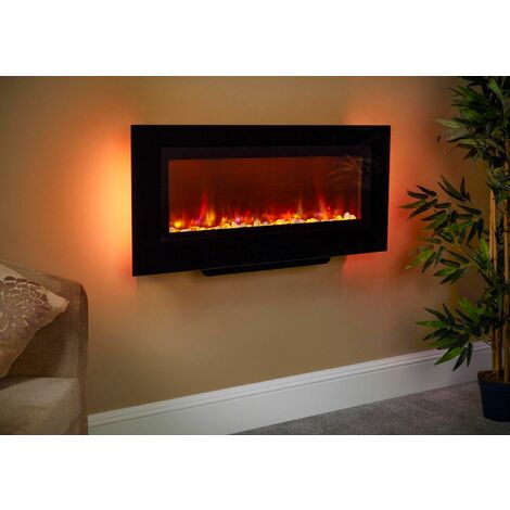 Suncrest Santos Electric Wall Mounted Fire Heater Heating Real Effect Remote