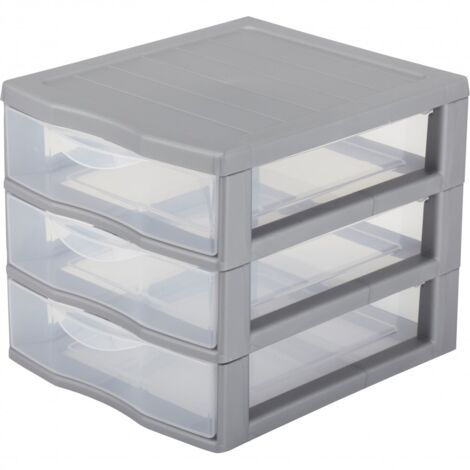 Sundis Orgamix 3T Cassettiera plastica, Grigio, A6 / 3 cassetti
