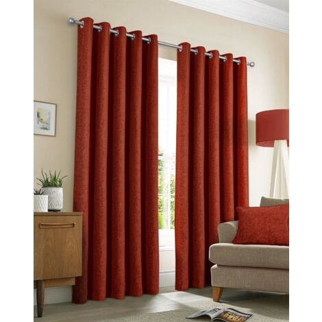 Sundour Amberley Eyelet Ring Top Curtains Orange 66x90"