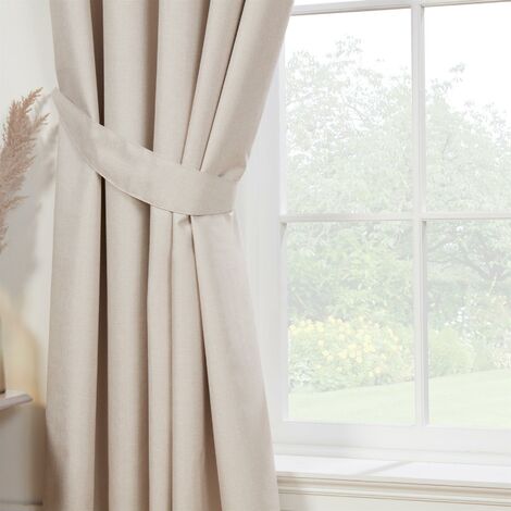 Sundour Eclipse Blackout Pencil Pleat Curtains Natural Beige 66x90" Fully Lined Ready Made Curtain Pair