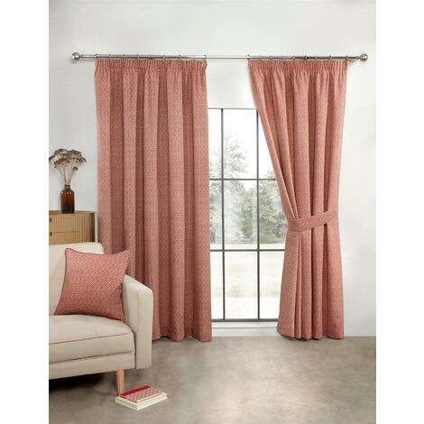 Sundour Modern Aztec Pencil Pleat Curtains Salsa Red 46x90