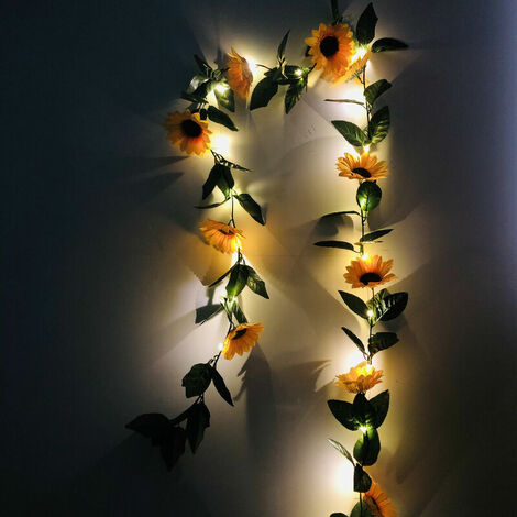 Sunflower Garland String Lights Battery Powered Artificial Sunflower Vines with Lights for Indoor Bedroom Wedding Party Decor 3 meters 30 lights