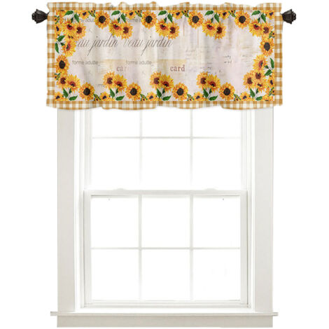 Sunflower Patterned Short Curtains Window Valance