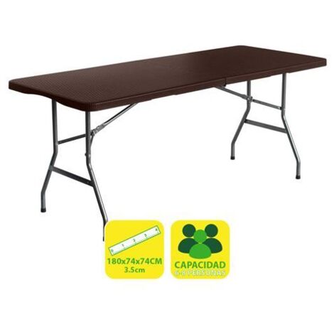Sungarden table of résine pliante effet rotin 180x74x74cm 3.5cm - couleur marron