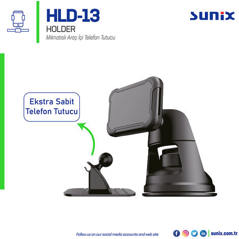 Sunix Autohalter Handy-Halterung Magnetisch für Armaturenbrett Windschutzscheibe schwarz