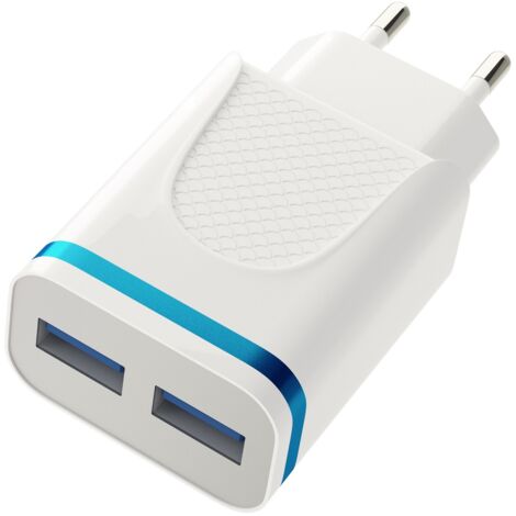 Sunix Netzteil Schnell Ladegerät 2,1A Tragbares 2X USB Dual Port Fast Charge Reiseladegerät Steckdose + 1,2m iOS Kabel kompatibel mit Smartphones, Tablets, iOS in Weiß