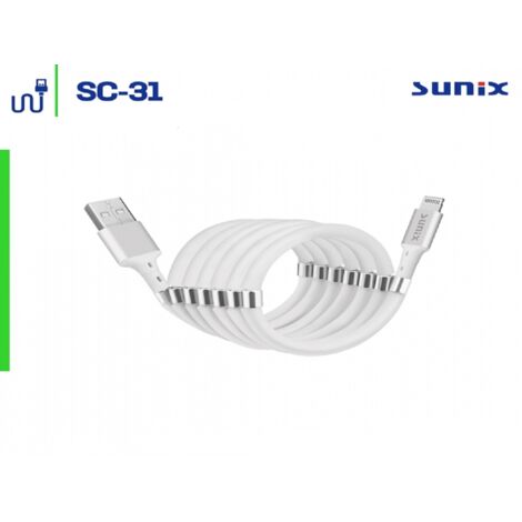 Sunix selbstorganisierender magnetischer Typ-C USB Kabel 2.4A 1m Fast Charging Schnell Ladekabel in Weiß