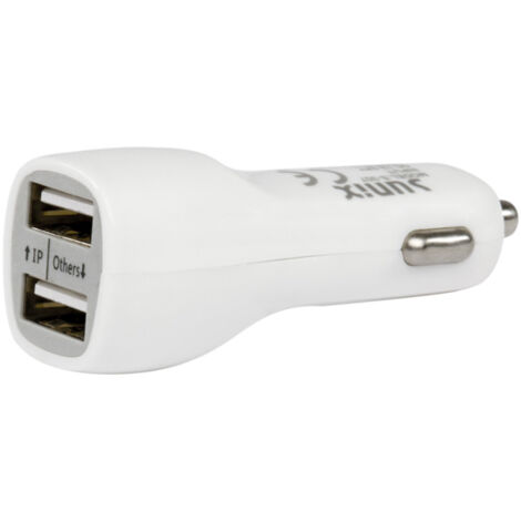 Sunix Universal PKW KFZ 2 Dual Port 12V Autoladegerät Zigarettenanzünder Universal Schnellladung 2,4A + iOS Ladekabel Datenkabel kompatibel mit Smartphones & Tabltet Weiß