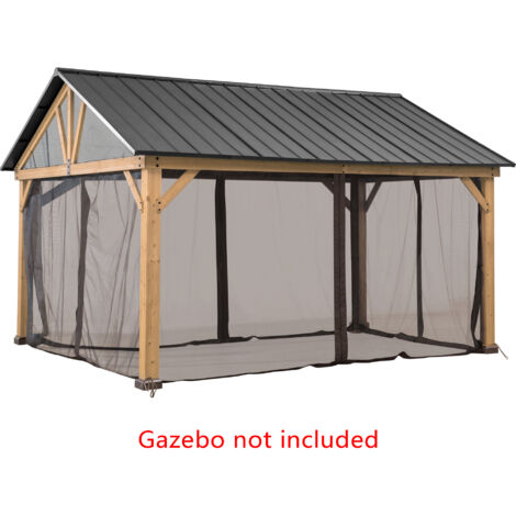 Sunjoy – Filet moustiquaire pour gazebo en cèdre 404cm x 465cm – 100% polyester résistant aux UV et à l'eau – Installation facile avec anneaux de fixation