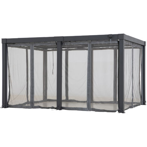 Sunjoy – Filet pour Multi Pergola Matterhorn 406cm x 306cm – 100% polyester résistant aux UV et à l'eau – Installation facile avec matériel inclus