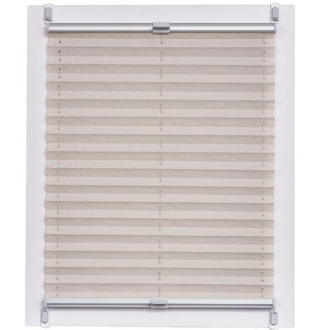 SunL Ines Plissettato Made in Germany, Luce del Giorno, echtc Rush Klemmfix, Argento Grigio Schiene, 50 X 150, Tessuto, Naturale, 50 x 2.3 x 150 cm
