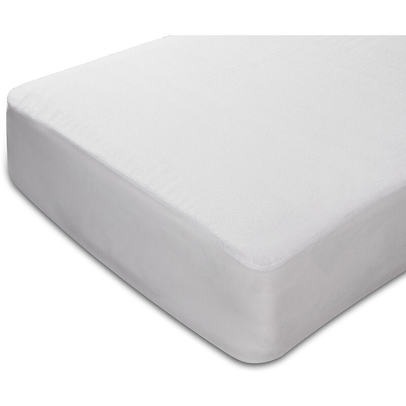 

Protector de colchón de rizo 100% algodón impermeable 105x190/200cm , Cama de 105 , Blanco - Sunlay