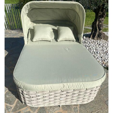 Sunlounge Agapanthus con struttura in alluminio tortora e cuscini verde pastello