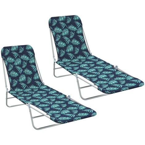 Sunlounger  Set of 2  Leaf Pattern vidaXL