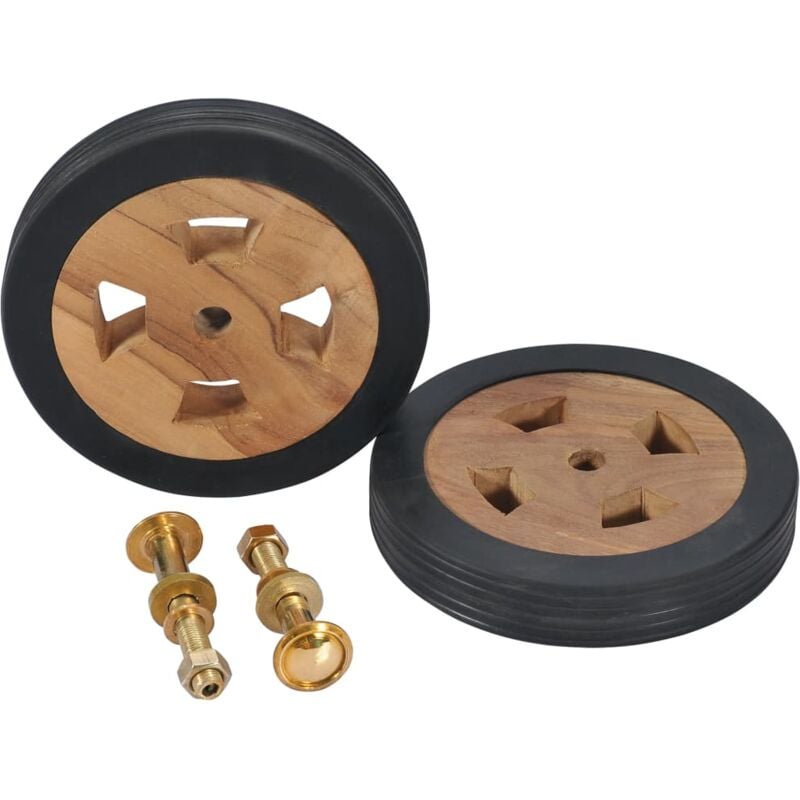 Sunlounger Spare Wheels 2 pcs Solid Teak Wood Vidaxl