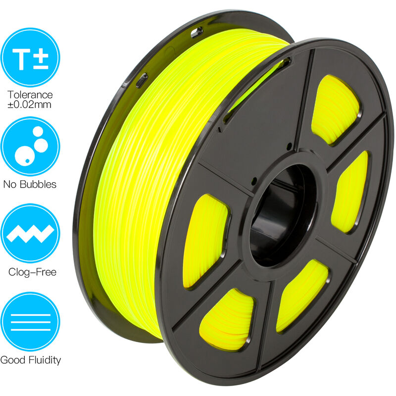 

SUNLU PLA Filamento de impresora 3D 1,75 mm Precision dimensional +/- 0,02 mm Carrete de 1 kg (2,2 libras),Amarillo