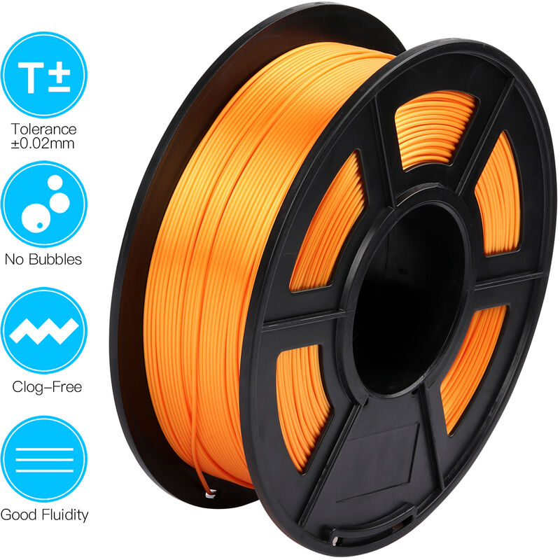 

Silk PLA 3D Impresora Filamento 1,75 mm Precision dimensional +/- 0,02 mm 1 kg (2,2 libras) Carrete,naranja - Sunlu